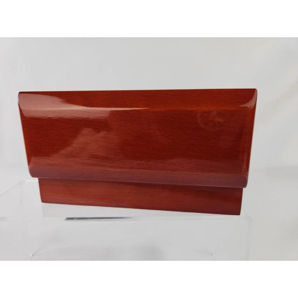 Cherry Wood Box Velvet Lined Case Watch Glasses Vintage